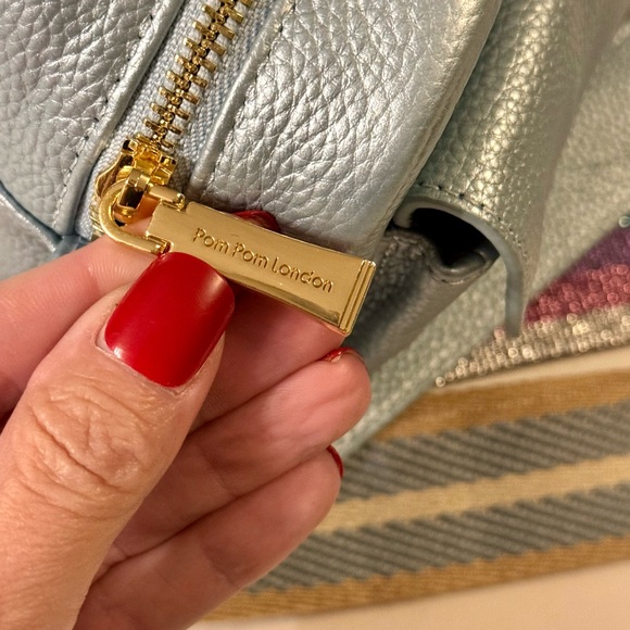 Pom Pom London Chiswick Crossbody Cargo in SOLD OUT Metallic Ice Blue - Picture 3 of 11